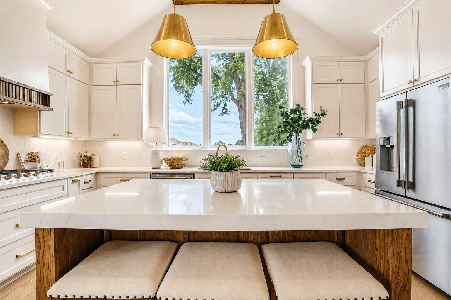 Butler Homes kitchen with white cabinetry and island